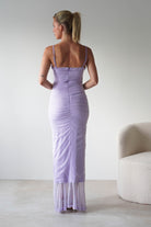 Manuella Mesh Bodycon Midaxi Dress Lilac | Wedding Guest Dress | Bodycon | Mesh | Oh Hello Clothing