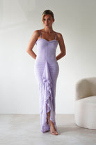 Manuella Mesh Bodycon Midaxi Dress Lilac | Wedding Guest Dress | Bodycon | Mesh | Oh Hello Clothing