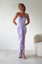 Manuella Mesh Bodycon Midaxi Dress Lilac | Wedding Guest Dress | Bodycon | Mesh | Oh Hello Clothing