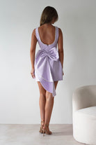 Maria Pearl Bow Detail Mini Dress Lilac | Wedding Guest Dress | Oh Hello Clothing