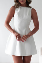 Maria Pearl Bow Detail Mini Dress | White | Graduation | Bride To Be Hen Dress | Oh Hello Clothing