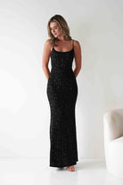 Maria Sequin Bodycon Maxi Gown | Black | Debs & Prom | Formal Gown | Oh Hello Clothing
