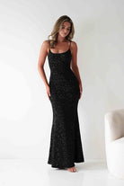 Maria Sequin Bodycon Maxi Gown | Black | Debs & Prom | Formal Gown | Oh Hello Clothing