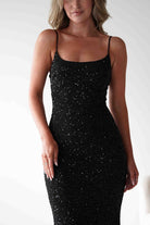 Maria Sequin Bodycon Maxi Gown | Black | Debs & Prom | Formal Gown | Oh Hello Clothing