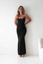 Maria Sequin Bodycon Maxi Gown | Black | Debs & Prom | Formal Gown | Oh Hello Clothing