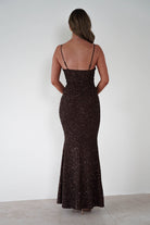 Maria Sequin Bodycon Maxi Gown | Brown | Debs & Prom | Formal Gown | Oh Hello Clothing