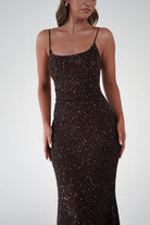 Maria Sequin Bodycon Maxi Gown | Brown | Debs & Prom | Formal Gown | Oh Hello Clothing