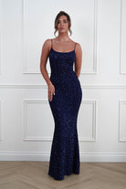 Oh Hello Clothing Dresses > Prom Dresses Maria Sequin Bodycon Maxi Gown | Navy