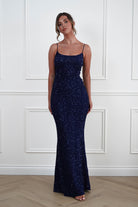Oh Hello Clothing Dresses > Prom Dresses Maria Sequin Bodycon Maxi Gown | Navy