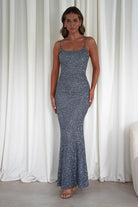 Maria Sequin Bodycon Maxi Gown | Silver | Debs & Prom | Formal Gown | Oh Hello Clothing