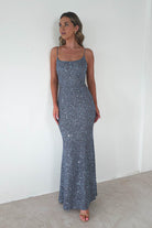 Maria Sequin Bodycon Maxi Gown | Silver | Debs & Prom | Formal Gown | Oh Hello Clothing