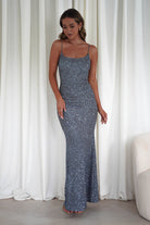 Maria Sequin Bodycon Maxi Gown | Silver | Debs & Prom | Formal Gown | Oh Hello Clothing