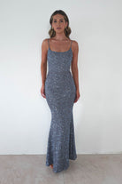 Maria Sequin Bodycon Maxi Gown | Silver | Debs & Prom | Formal Gown | Oh Hello Clothing