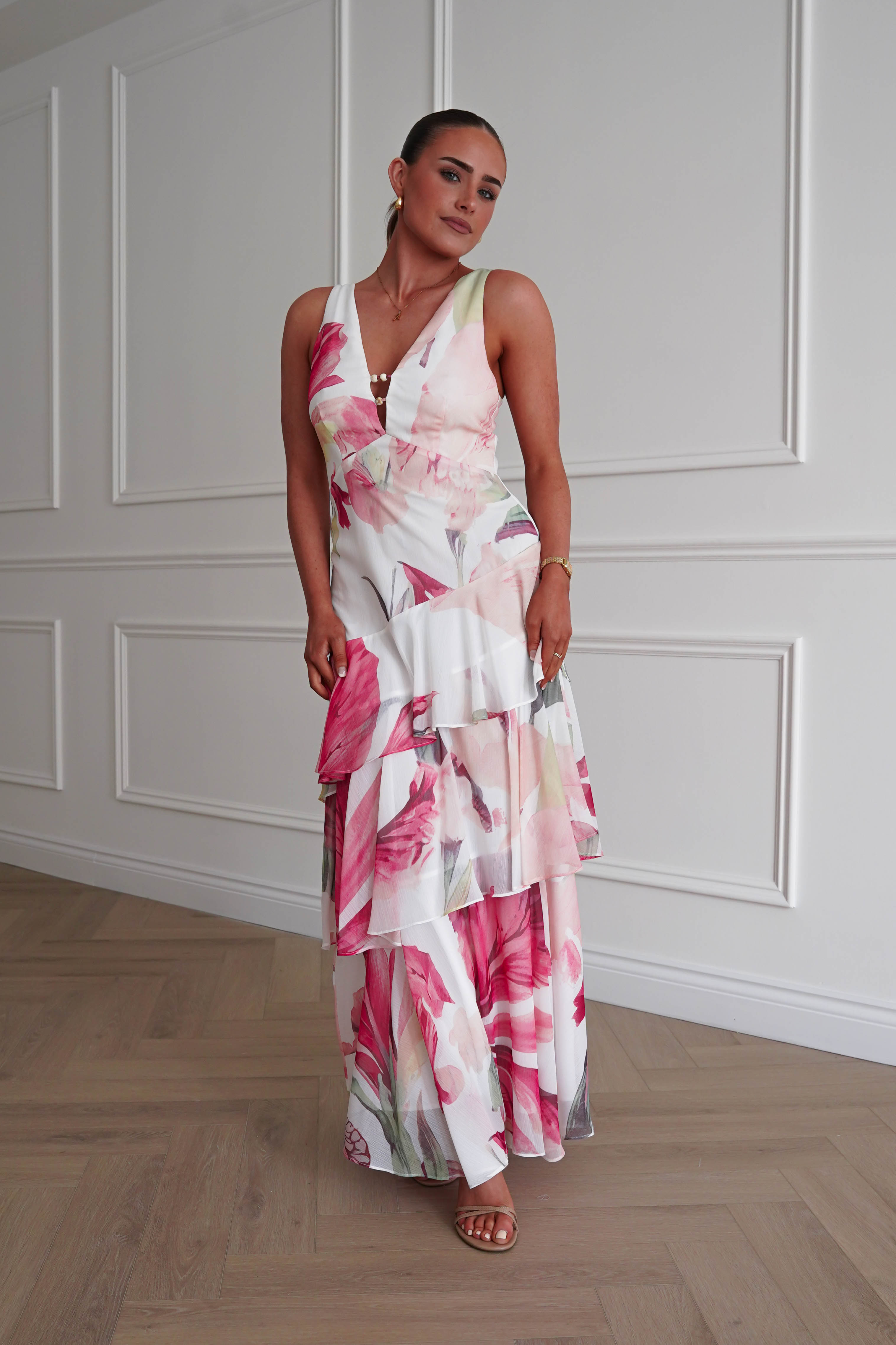 Oh Hello Clothing Women > Clothing > Dresses Marisol Floral Print Tiered Maxi Dress | Mixed Print