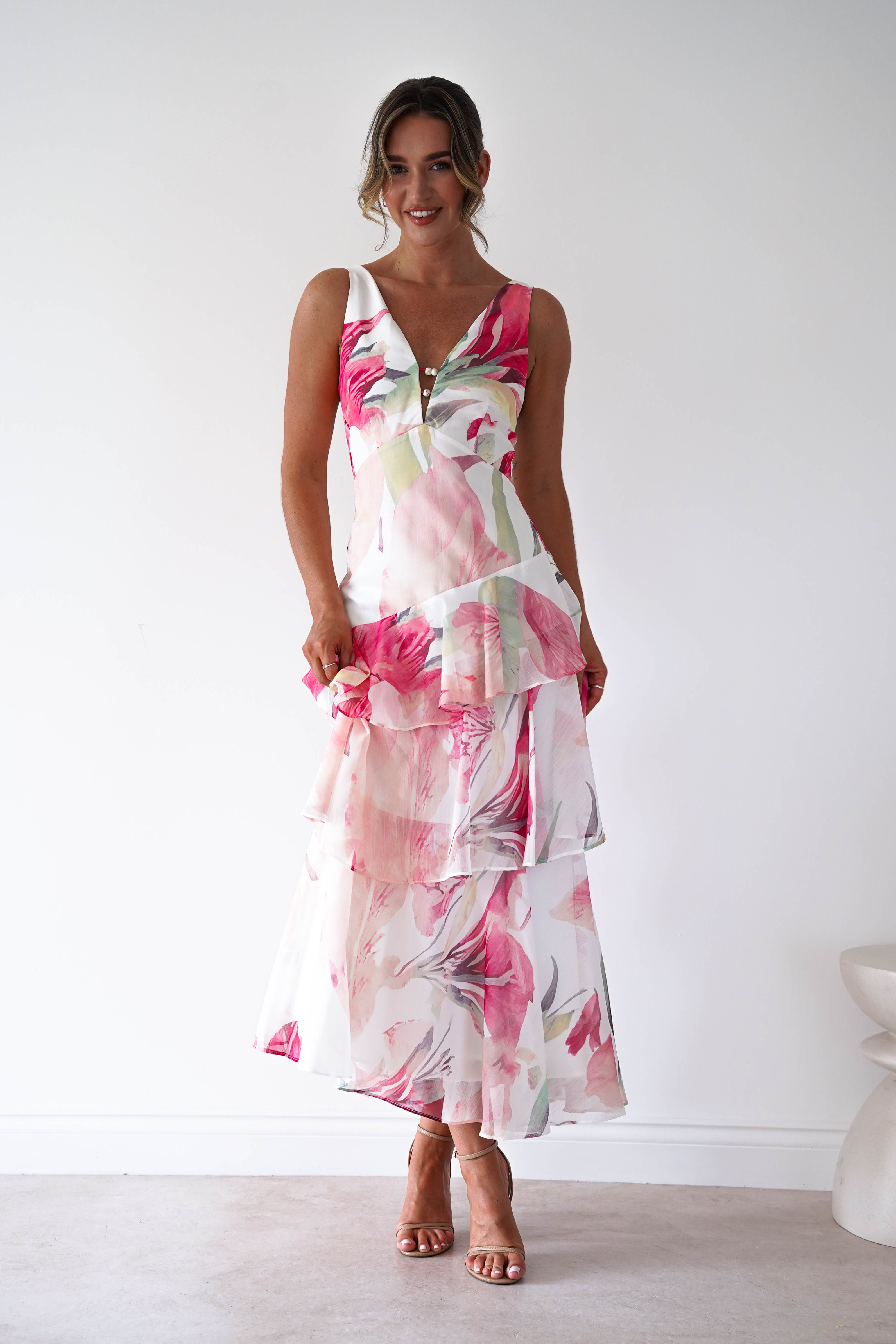 Oh Hello Clothing Women > Clothing > Dresses Marisol Floral Print Tiered Maxi Dress | Mixed Print