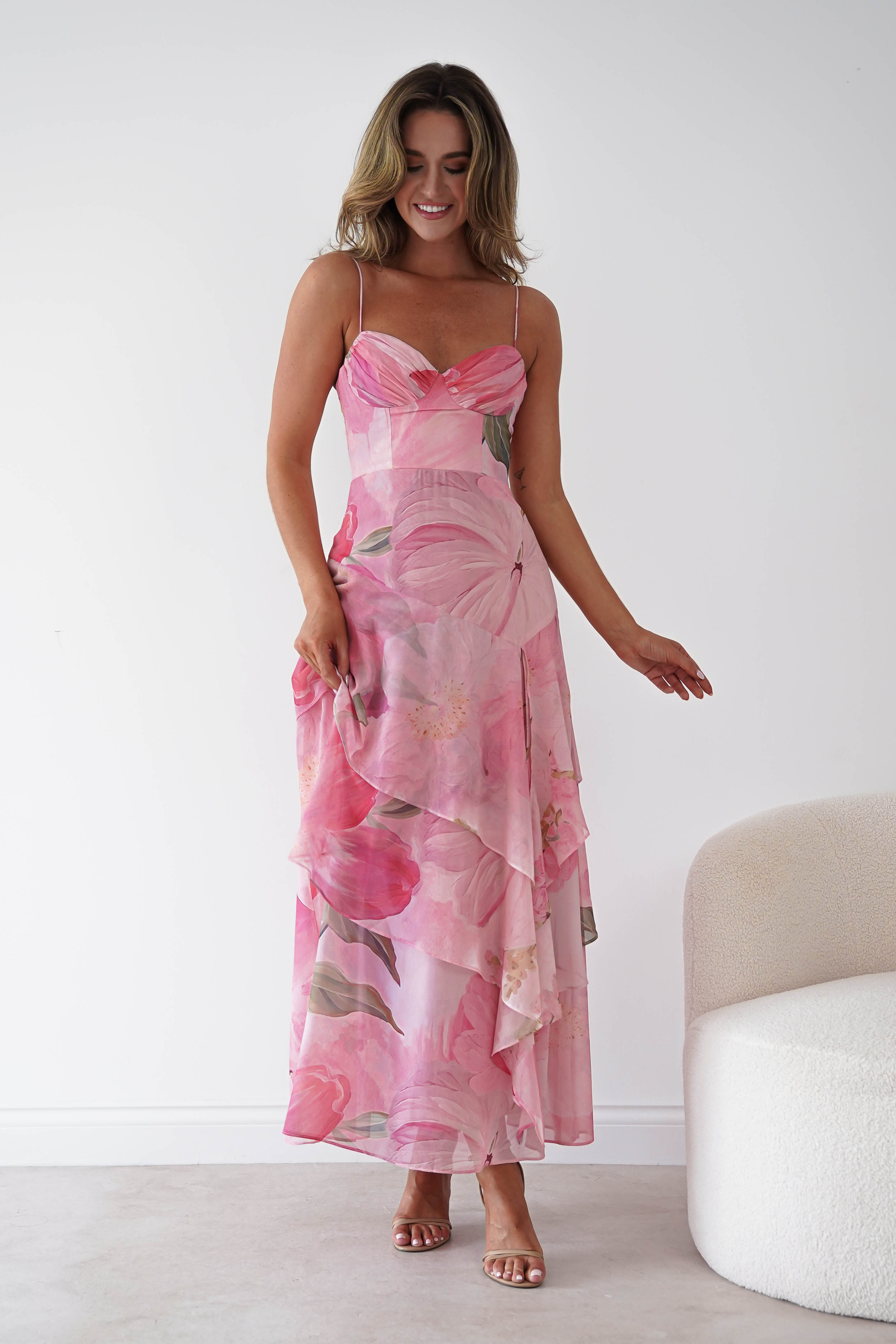 Oh Hello Clothing Women > Clothing > Dresses Maroma Floral Layered Maxi Dress | Pink