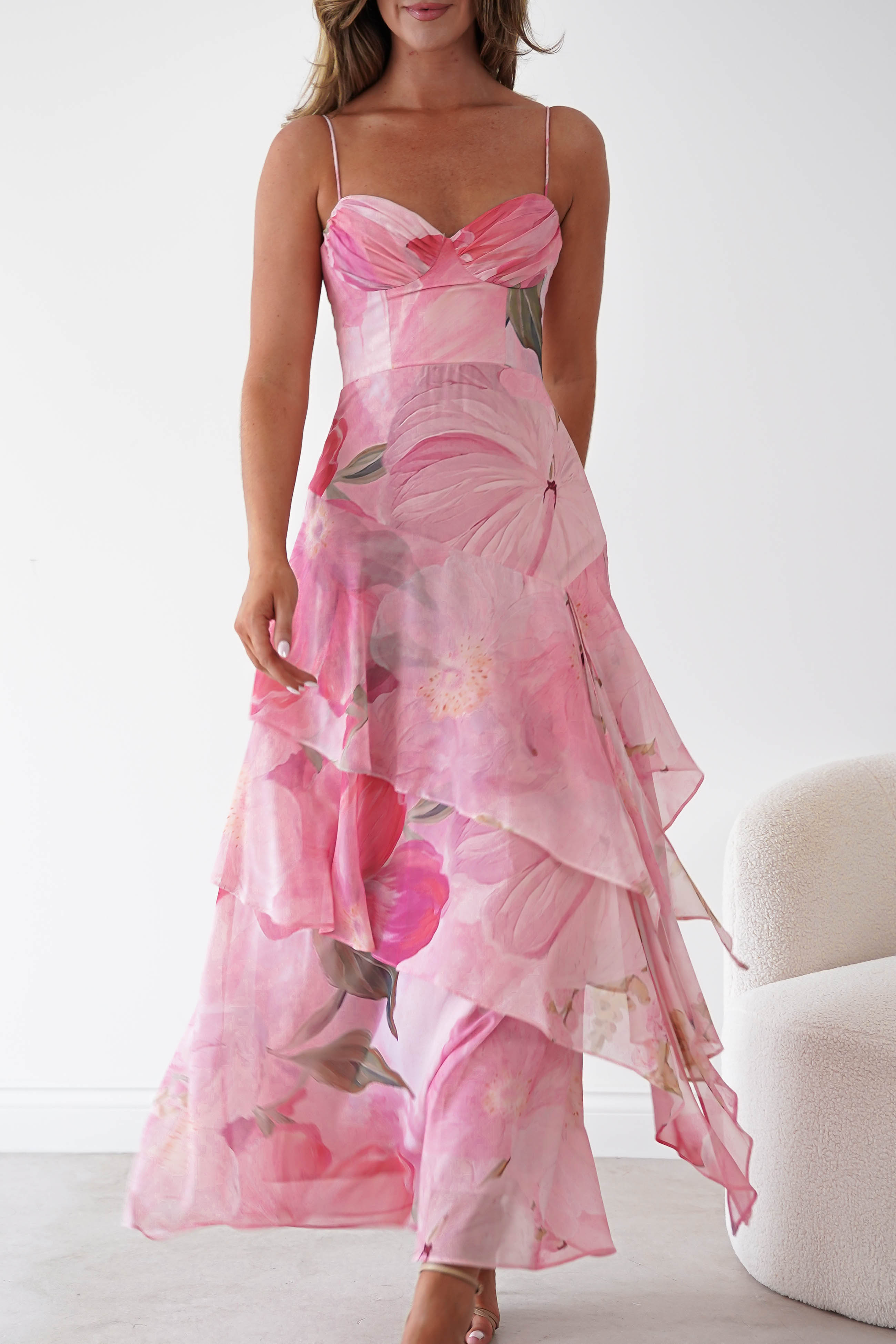 Oh Hello Clothing Women > Clothing > Dresses Maroma Floral Layered Maxi Dress | Pink