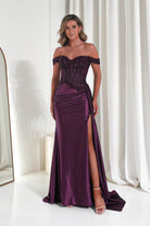 Oh Hello Clothing Women > Clothing > Dresses Marsela Lace Bodice Gown | Eggplant