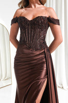 Oh Hello Clothing Women > Clothing > Dresses Marsela Lace Bodice Gown | Espresso Brown