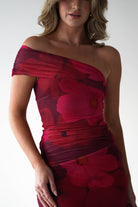 Mayflower Mesh Bodycon Midaxi Dress | Red/Pink | Wedding Guest | Graduation | Oh Hello Clothing