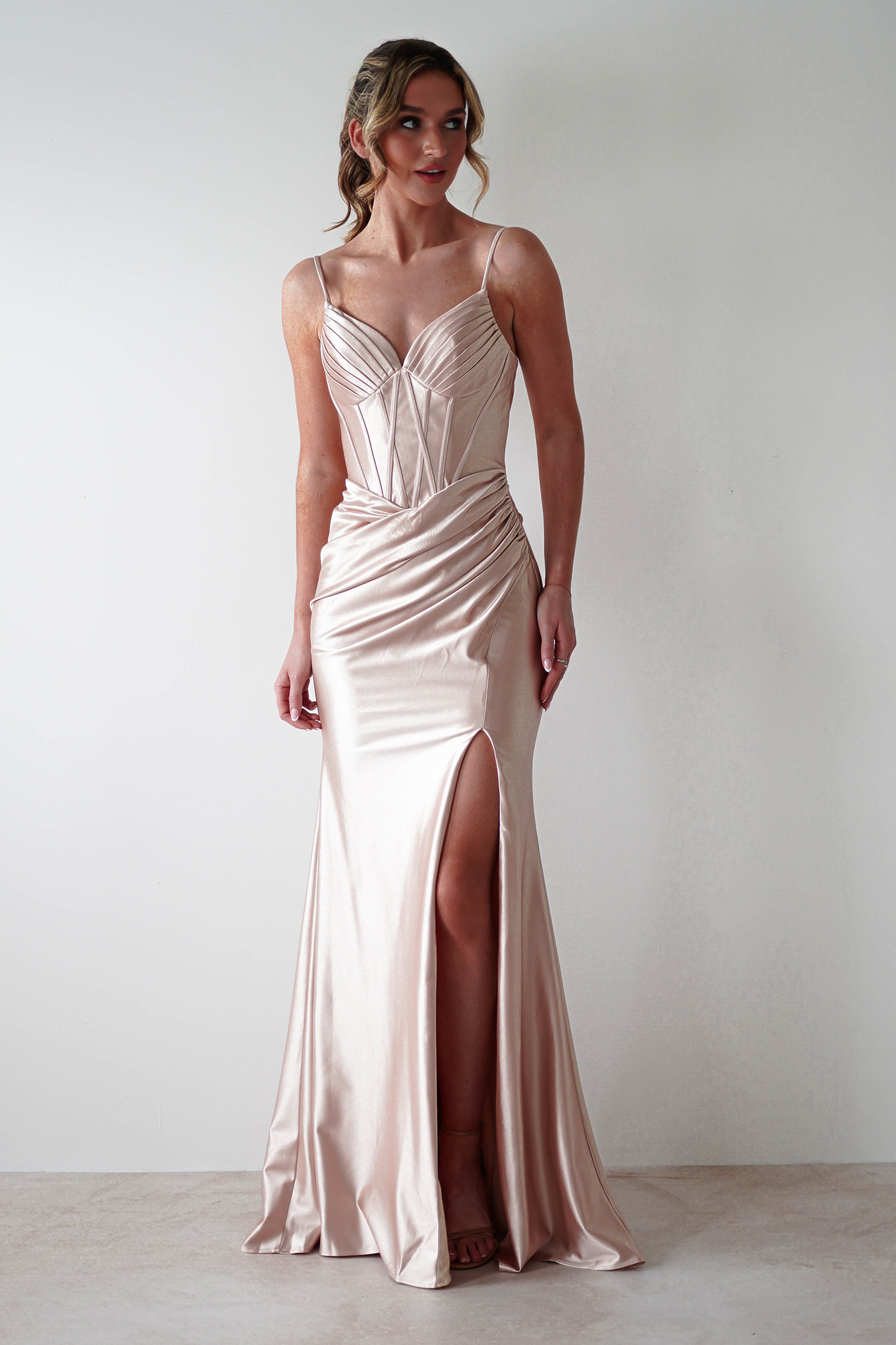 Meaghan Bodycon Gown | Champagne | Debs & Prom | Formal Gown | Oh Hello Clothing