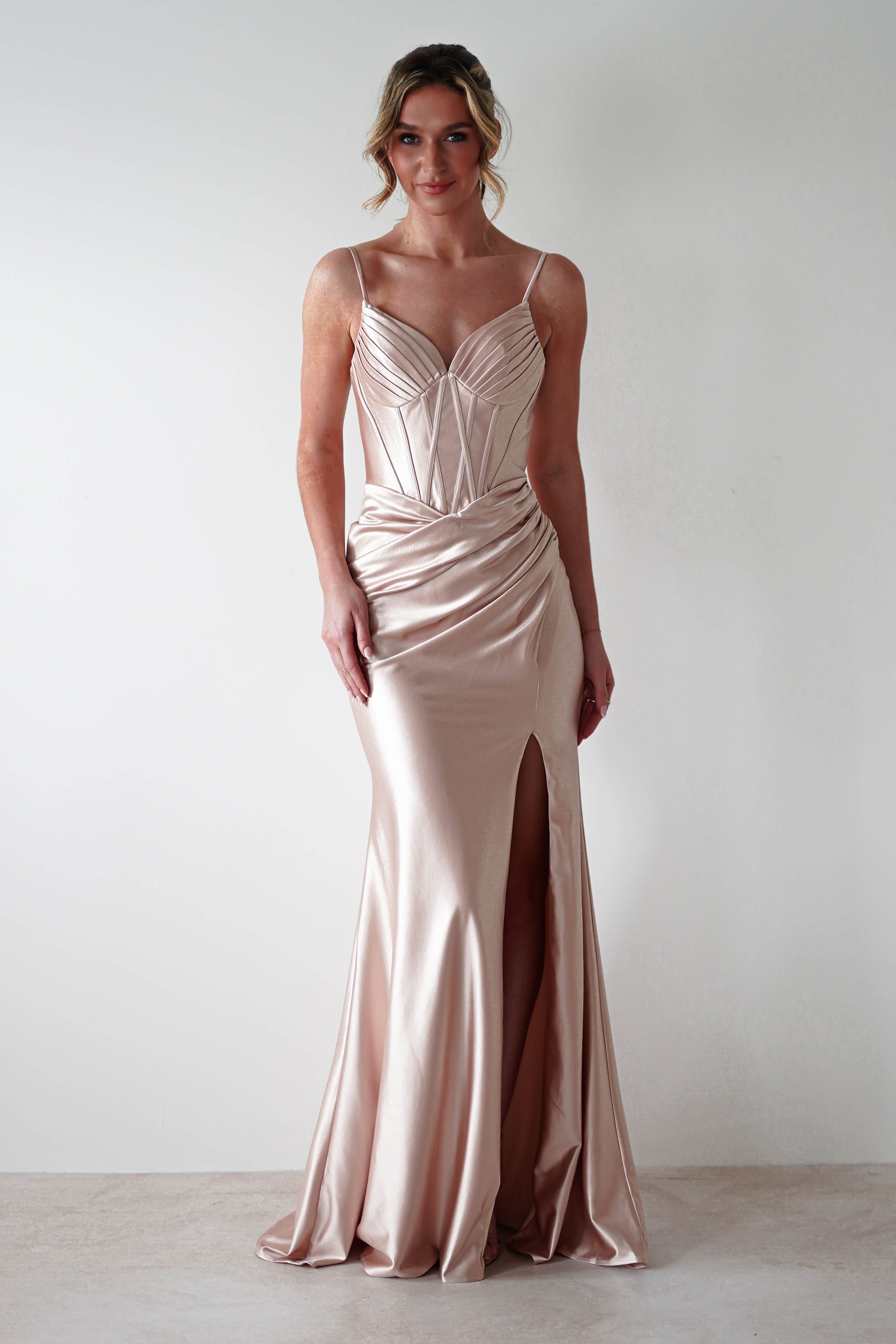 Meaghan Bodycon Gown | Champagne | Debs & Prom | Formal Gown | Oh Hello Clothing