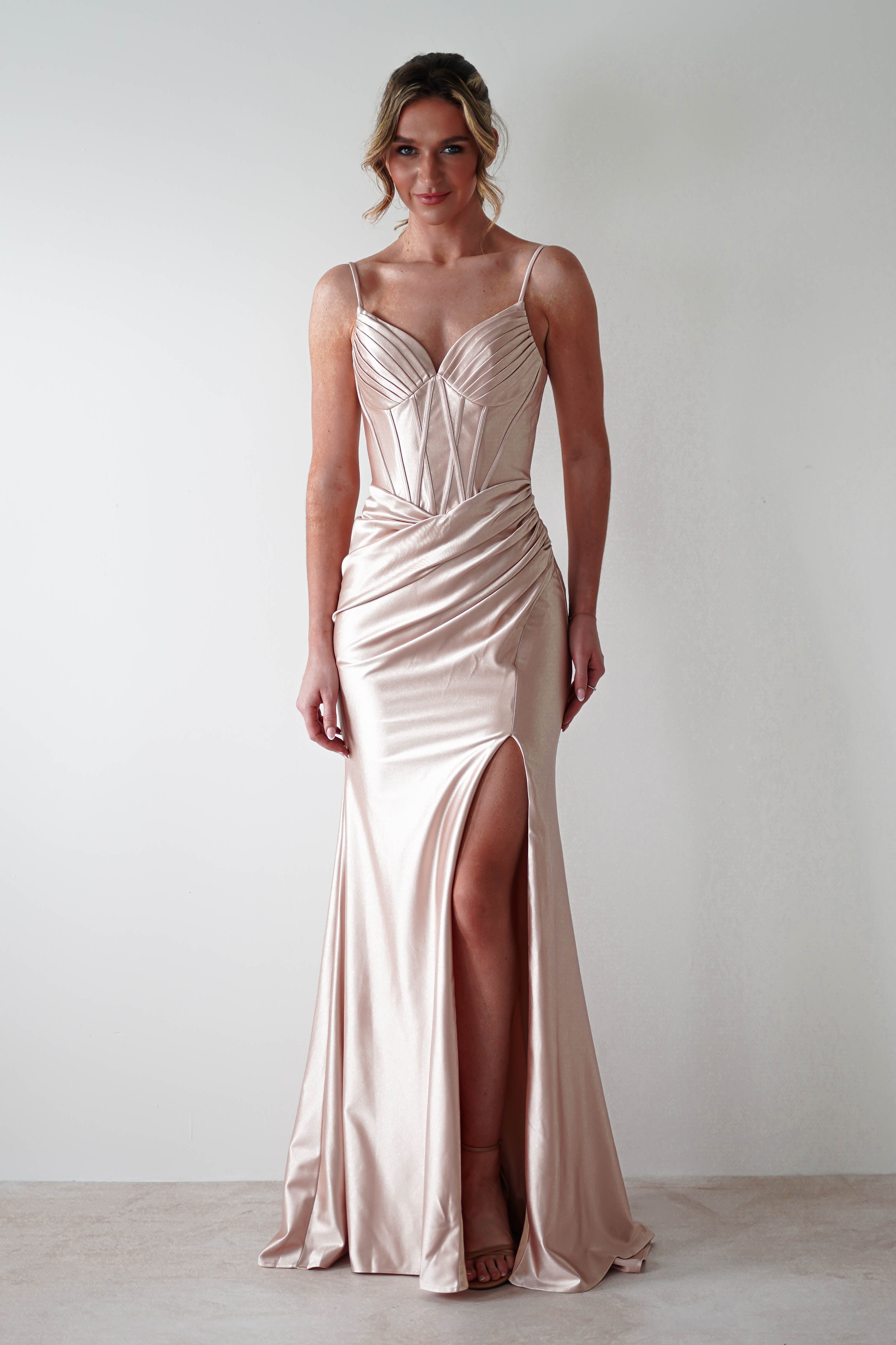 Meaghan Bodycon Gown | Champagne | Debs & Prom | Formal Gown | Oh Hello Clothing