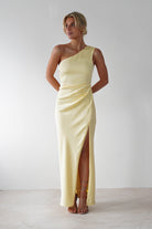 Meera Soft Matte Satin Midaxi Dress Yellow | Wedding Guest Dress | Satin | Oh Hello Clothing