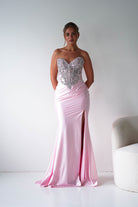 Oh Hello Clothing Women > Clothing > Dresses Melville Strapless Embellished Corset Gown | Pink