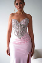 Oh Hello Clothing Women > Clothing > Dresses Melville Strapless Embellished Corset Gown | Pink