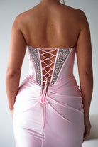 Oh Hello Clothing Women > Clothing > Dresses Melville Strapless Embellished Corset Gown | Pink