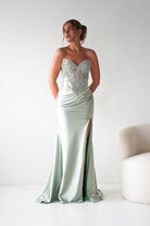 Oh Hello Clothing Women > Clothing > Dresses Melville Strapless Embellished Corset Gown | Sage