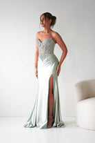 Oh Hello Clothing Women > Clothing > Dresses Melville Strapless Embellished Corset Gown | Sage
