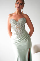 Oh Hello Clothing Women > Clothing > Dresses Melville Strapless Embellished Corset Gown | Sage