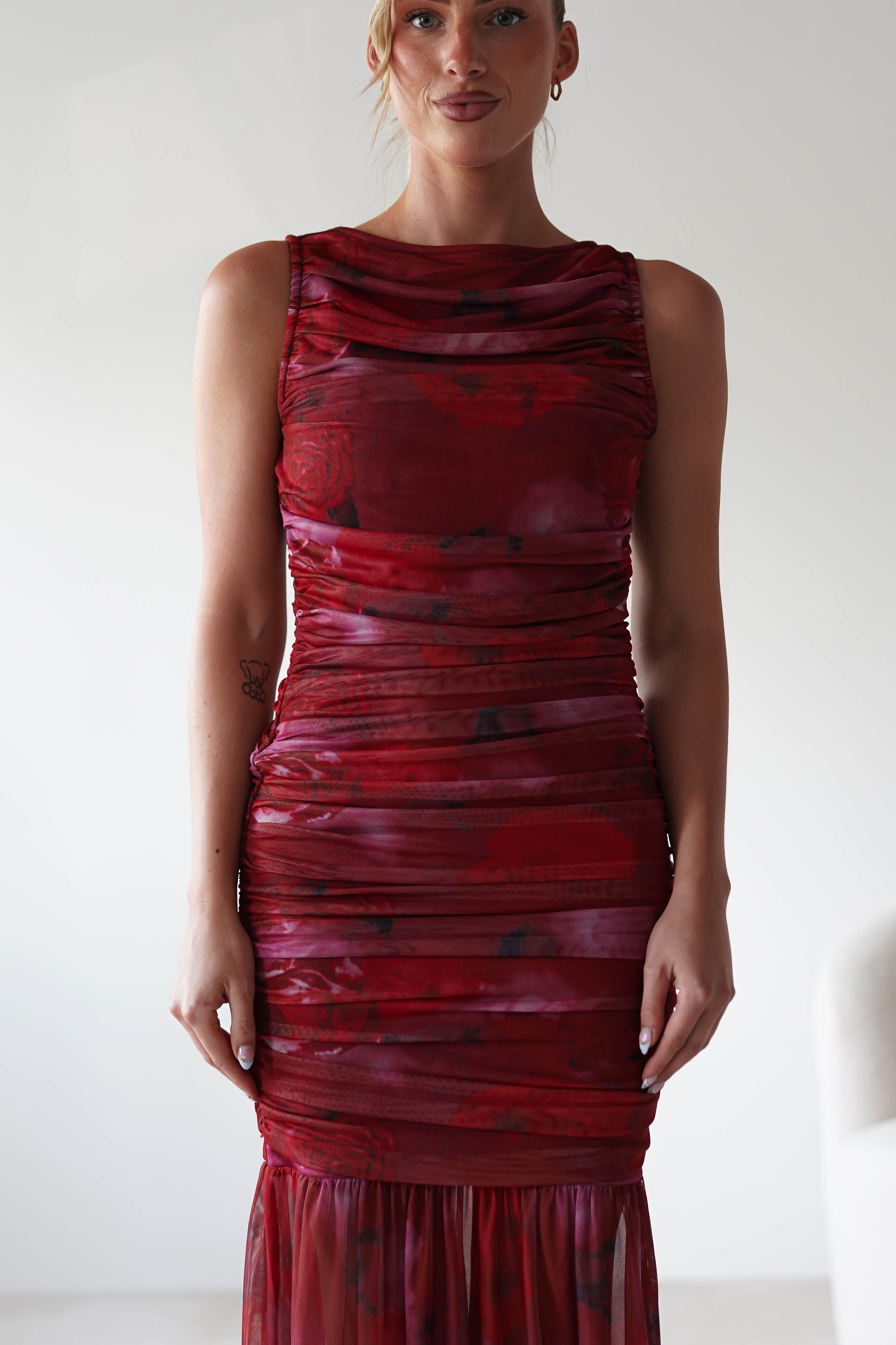 Merlo Mesh Bandage Dress Mixed Print | Wedding Guest Dress | Mesh | Oh Hello Clothing