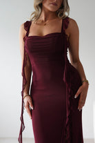 Mhissa Ruffle Maxi Dress Burgundy | Wedding Guest Dress | Maxi | Oh Hello Clothing