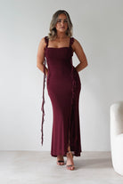 Mhissa Ruffle Maxi Dress Burgundy | Wedding Guest Dress | Maxi | Oh Hello Clothing