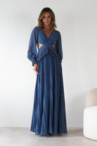 Middleton Pleated Maxi Dress Slate Blue | Wedding Guest Dress | Pleated Skirt | Maxi | Oh Hello Clothing