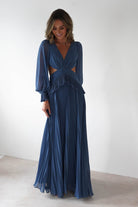 Middleton Pleated Maxi Dress Slate Blue | Wedding Guest Dress | Pleated Skirt | Maxi | Oh Hello Clothing