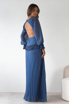 Middleton Pleated Maxi Dress Slate Blue | Wedding Guest Dress | Pleated Skirt | Maxi | Oh Hello Clothing