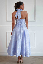 Oh Hello Clothing Women > Clothing > Dresses Mila Jacquard Plunge Midi Dress | Blue