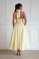 Oh Hello Clothing Women > Clothing > Dresses Mila Jacquard Plunge Midi Dress | Yellow