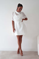 Oh Hello Clothing Women > Clothing > Dresses Millie Structured Chiffon Cape Mini Dress | White