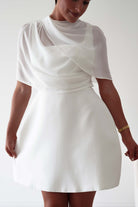 Oh Hello Clothing Women > Clothing > Dresses Millie Structured Chiffon Cape Mini Dress | White
