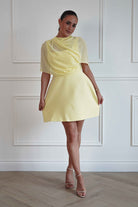 Oh Hello Clothing Women > Clothing > Dresses Millie Structured Chiffon Cape Mini Dress | Yellow