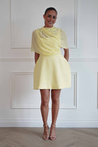 Oh Hello Clothing Women > Clothing > Dresses Millie Structured Chiffon Cape Mini Dress | Yellow