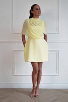 Oh Hello Clothing Women > Clothing > Dresses Millie Structured Chiffon Cape Mini Dress | Yellow