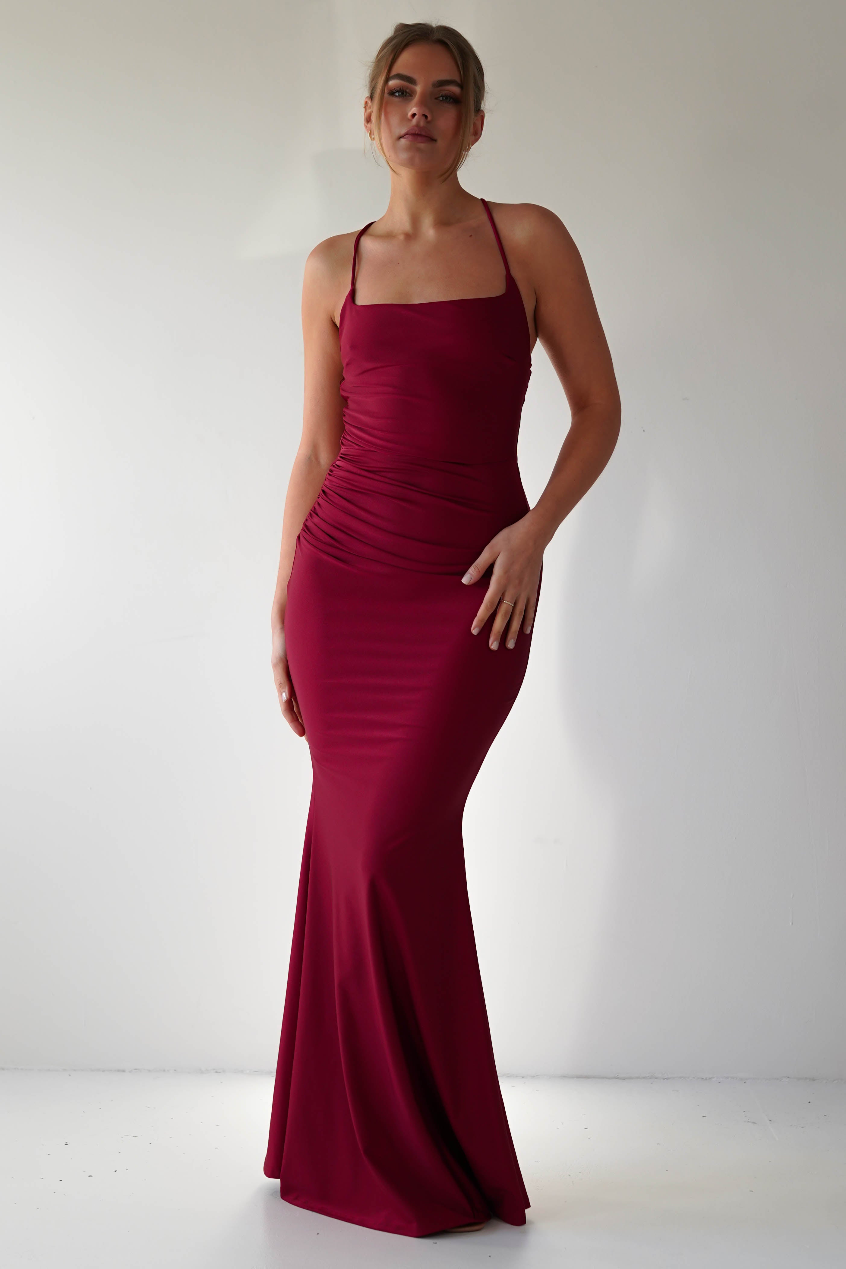 Monette Bodycon Maxi Gown | Burgundy | Debs & Prom | Formal Gown | Oh Hello Clothing