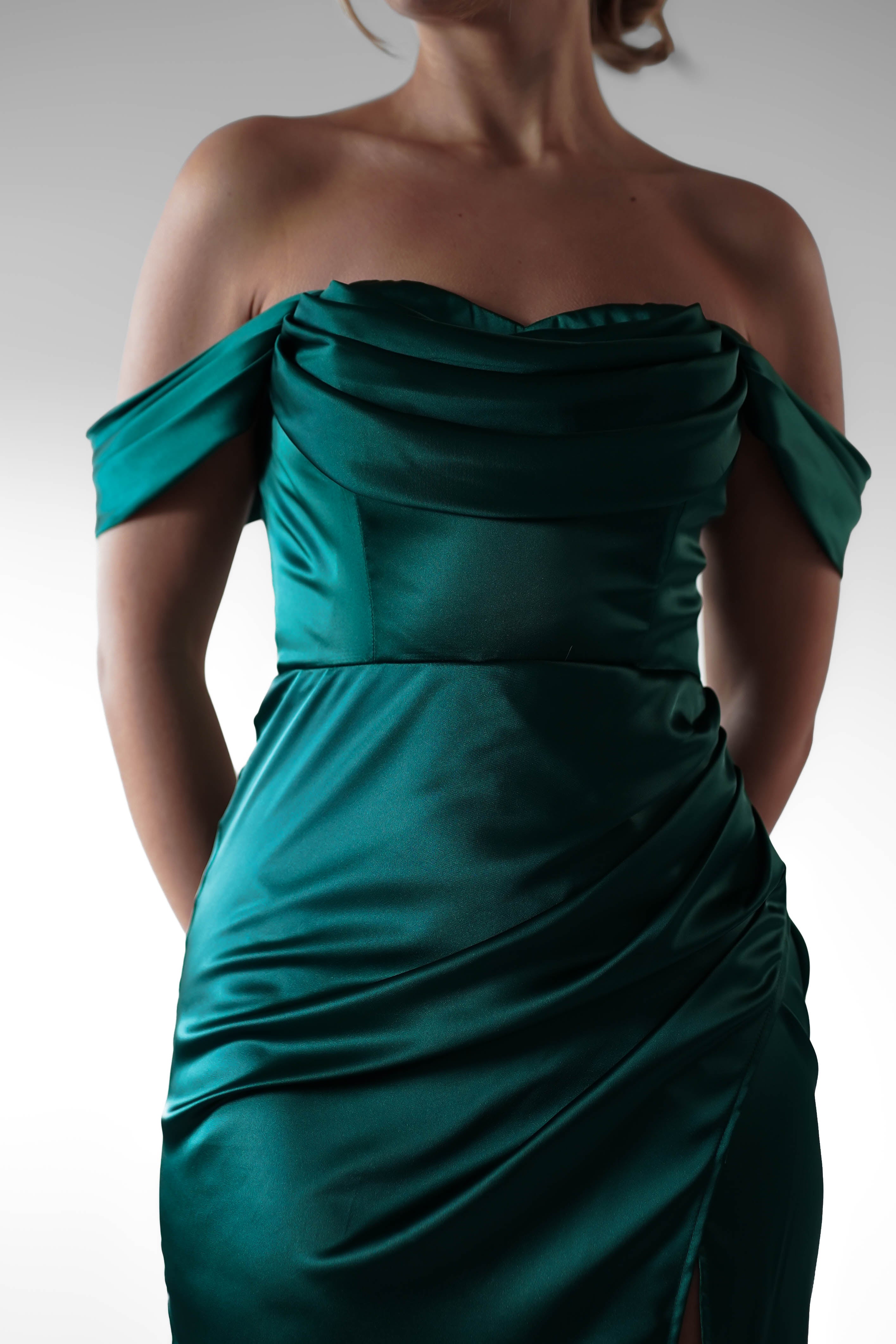Monica Off The Shoulder Gown | Emerald Green | Debs & Prom | Formal Gown | Oh Hello Clothing