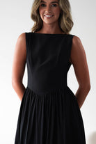 Monroe Skater Midaxi Dress Black | Wedding Guest Dress | Skater | Oh Hello Clothing
